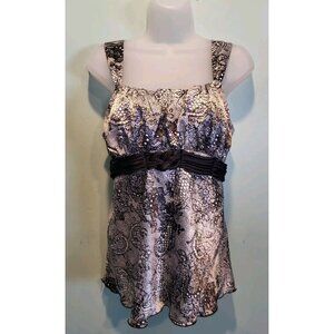 Y2k Black White Satin Milkmaid Sleeveless Empire Waist Top Sz L Whimsigoth